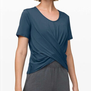 lululemon athletica Short Sleeve Twist Front Tee in Deep Teal